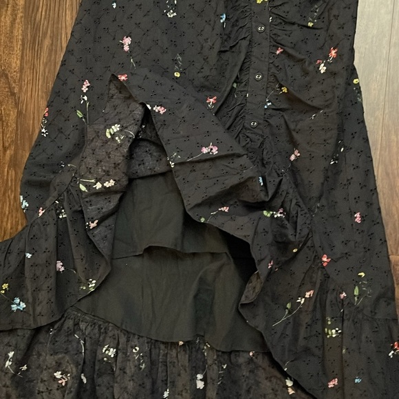 Parker Candy Ruched Floral Embroidered High Low Dress In Black Gigi 8 - Picture 6 of 16